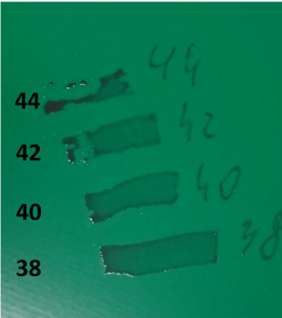 Figure 2. Surface energy measured by felt tip Dyne Pens
